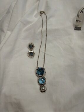 Brighton Aquamarine Blue Crystal Pendant Necklace and Earrings Set
